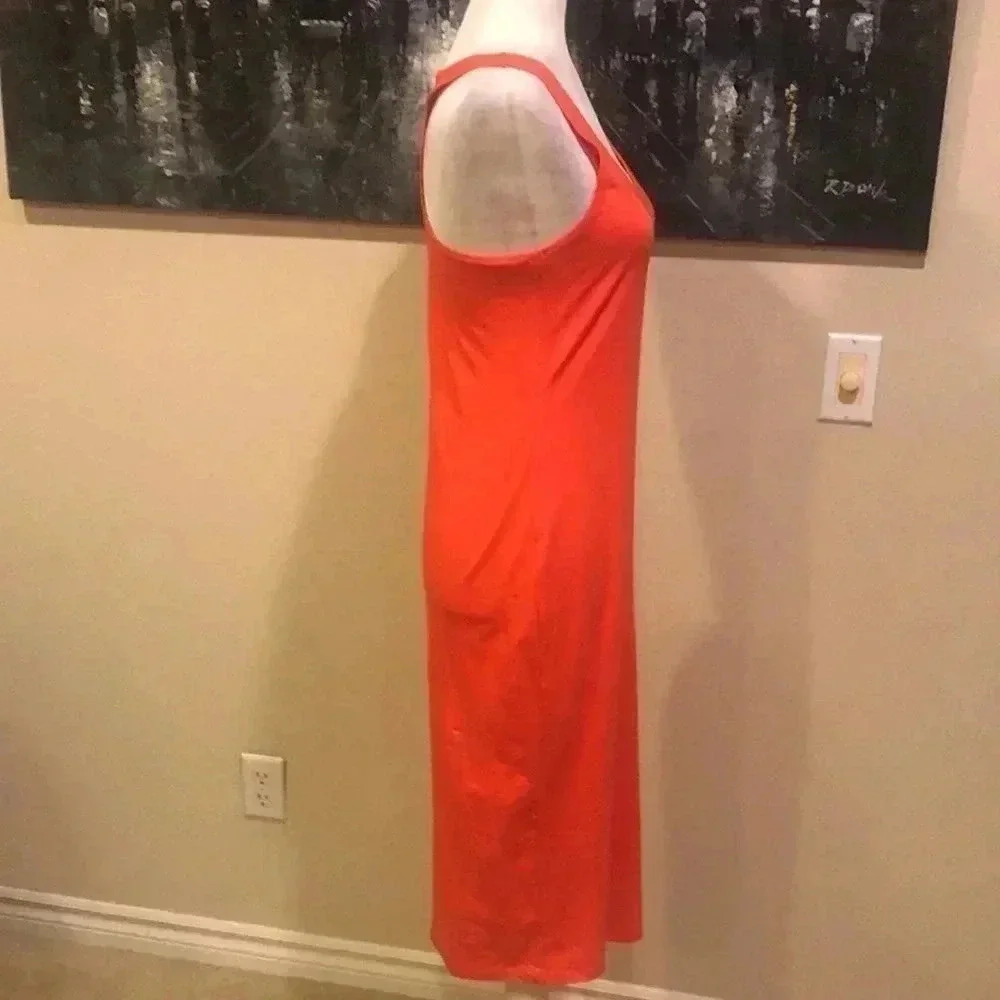Popular Basics Orange Razor Back Midi Bodycon Dress-Size XL - Picture 3 of 8